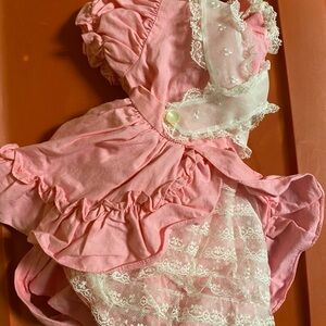 Pink Ruffled Dress with Lace Details